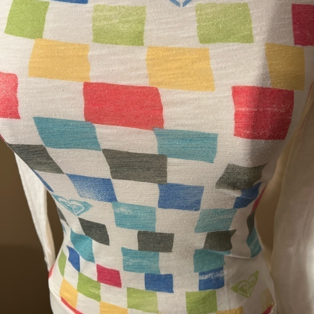 Roxy Cream Print Long Sleeve T-Shirt Sz M - Picture 4 of 6